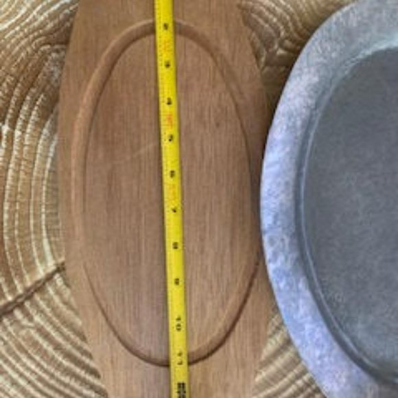 Steak plate with wooden platform ~ set of 4 - Picture 3 of 15